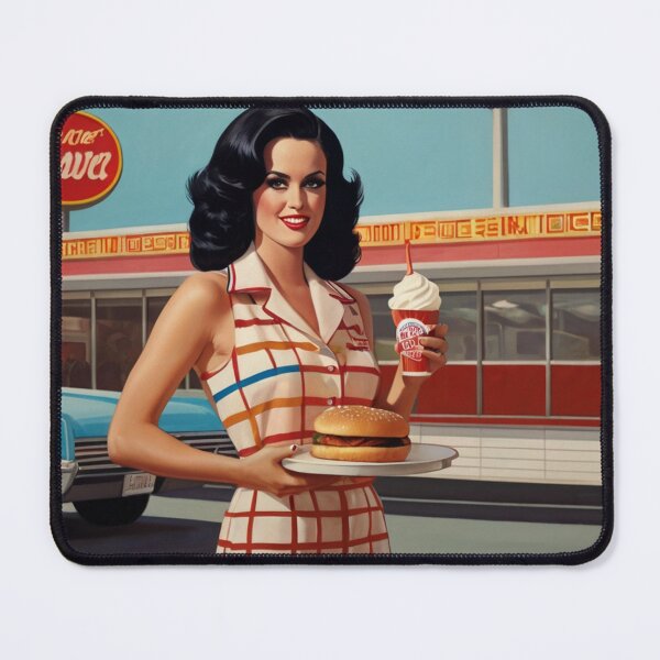 Item preview, Beautiful server in an American Diner vintage pinup advertising style art designed and sold by Vintage Designs +.