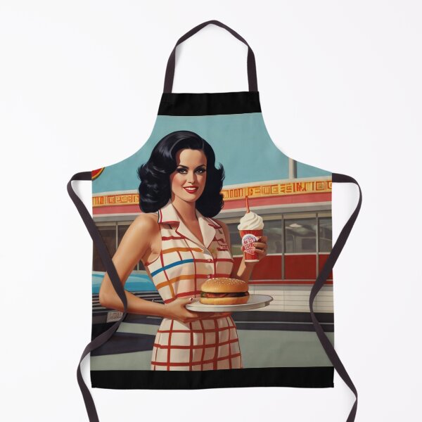 Item preview, Beautiful server in an American Diner vintage pinup advertising style art designed and sold by Vintage Designs +.