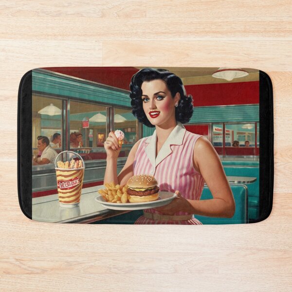 Item preview, Beautiful server in an American Diner vintage pinup advertising style art designed and sold by Vintage Designs +.