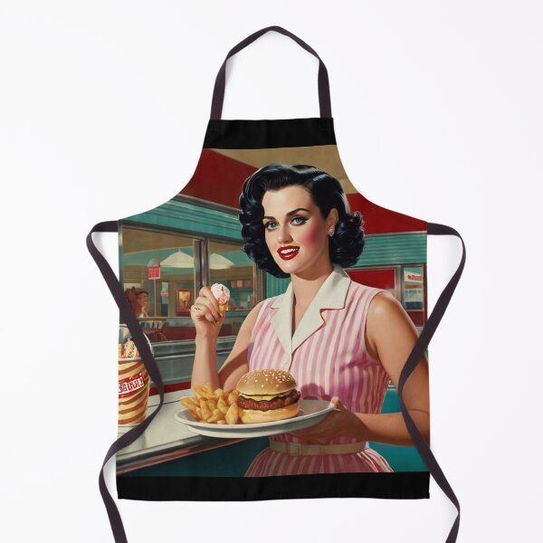 Item preview, Beautiful server in an American Diner vintage pinup advertising style art designed and sold by Vintage Designs +.