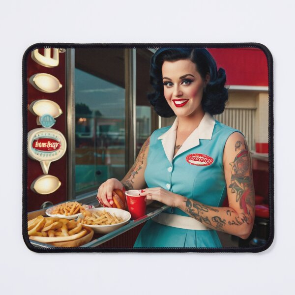 Item preview, Beautiful server in an American Diner vintage pinup advertising style art designed and sold by Vintage Designs +.