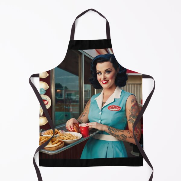 Item preview, Beautiful server in an American Diner vintage pinup advertising style art designed and sold by Vintage Designs +.