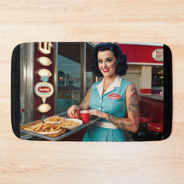 Item preview, Beautiful server in an American Diner vintage pinup advertising style art designed and sold by Vintage Designs +.