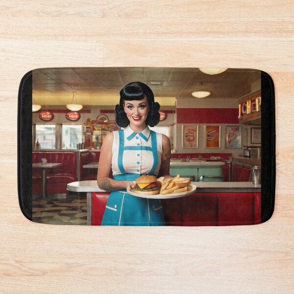 Item preview, Beautiful server in an American Diner vintage pinup advertising style art designed and sold by Vintage Designs +.