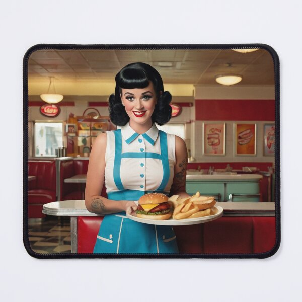 Item preview, Beautiful server in an American Diner vintage pinup advertising style art designed and sold by Vintage Designs +.