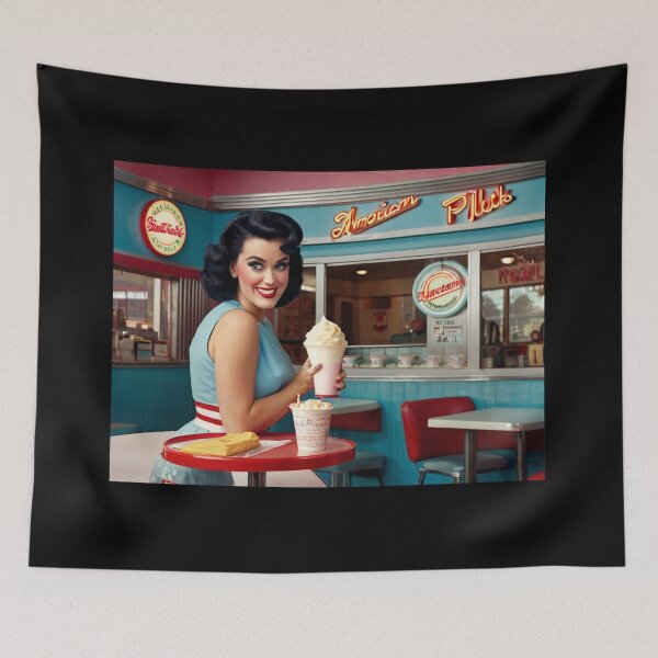 Item preview,  Beautiful server in an American Diner vintage pinup advertising style art designed and sold by Vintage Designs +.