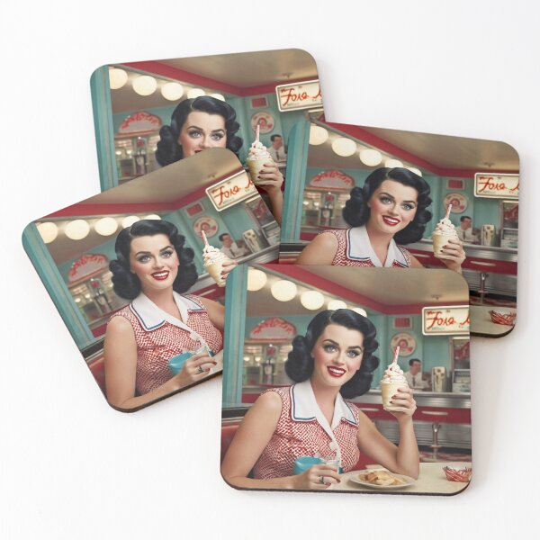 Item preview,  Beautiful server in an American Diner vintage pinup advertising style art designed and sold by Vintage Designs +.