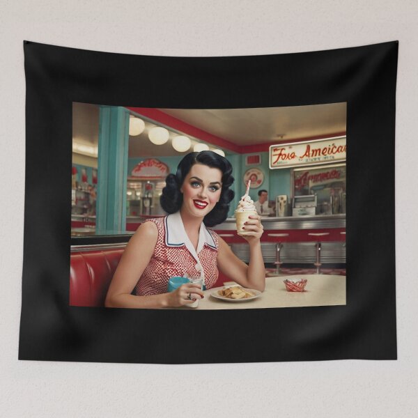 Item preview,  Beautiful server in an American Diner vintage pinup advertising style art designed and sold by Vintage Designs +.