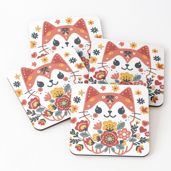 Item preview, KittyKat - Cute Girly Cat with Flowers designed and sold by KittyKatCats.