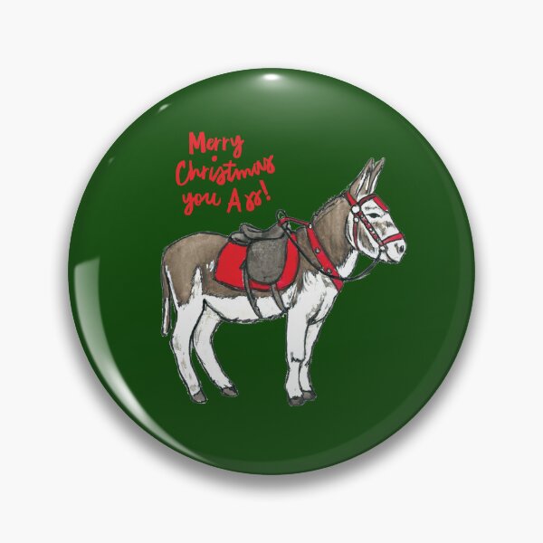Item preview, Funny Donkey Christmas Art – 'Merry Christmas You Ass!' Watercolour Design designed and sold by Stevie-Please.