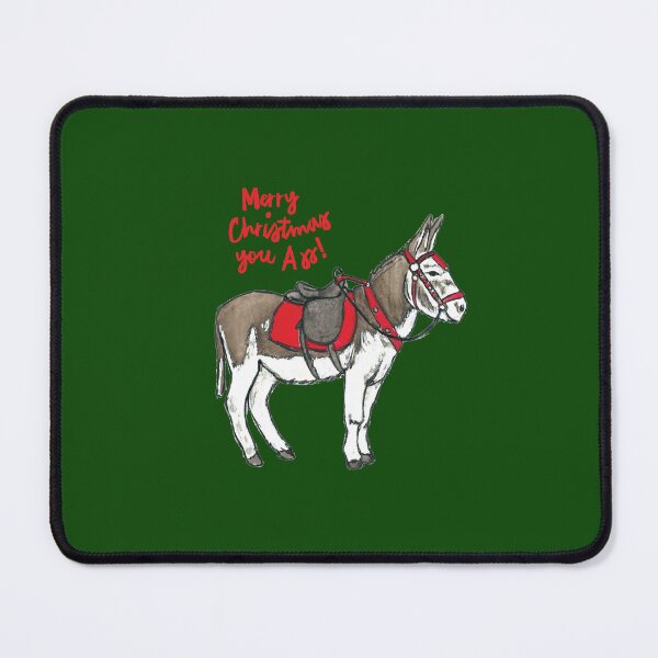 Item preview, Funny Donkey Christmas Art – 'Merry Christmas You Ass!' Watercolour Design designed and sold by Stevie-Please.