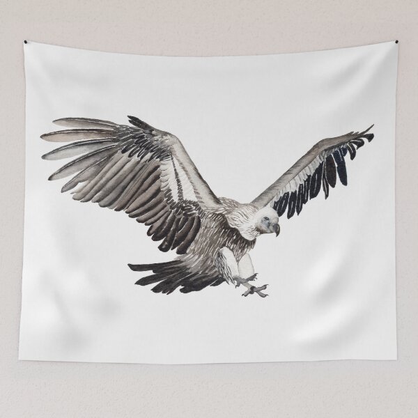 Item preview, Vulture painting, white backed vulture, rare bird art designed and sold by ChaseWilderness.