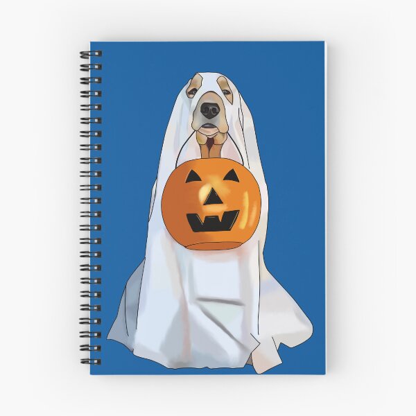 Item preview, Halloween ghost dog with pumpkin basket designed and sold by DolphinsDoodle.