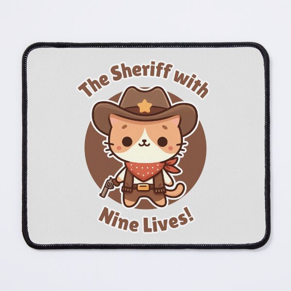 Item preview, The Sheriff Cat with Nine Lives - Cute Cowboy Feline Art designed and sold by cave-canvas.
