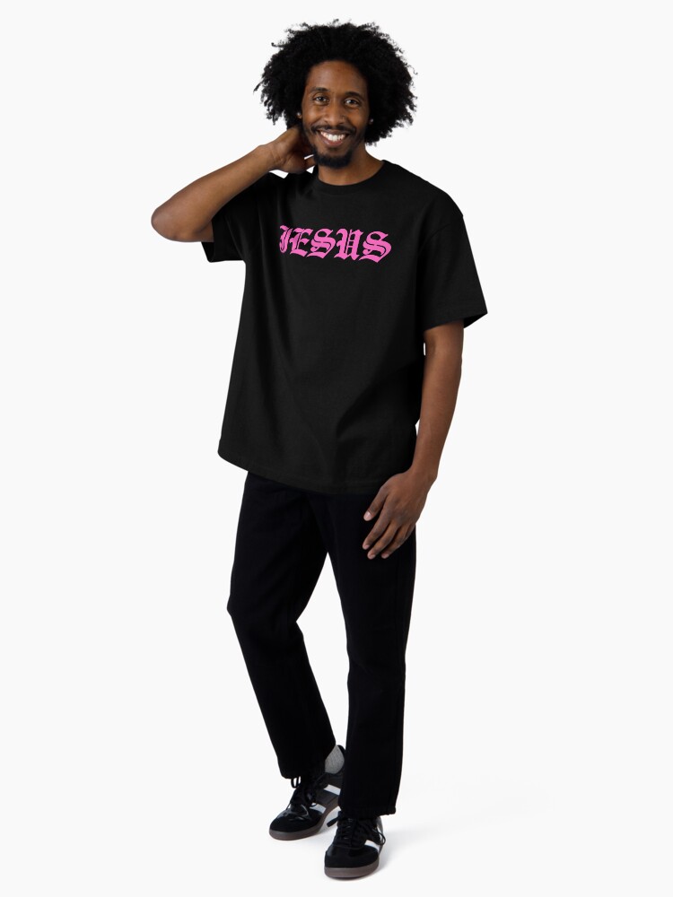 Thumbnail 4 of 7, Oversized T-Shirt, Jesus in Pink old english text designed and sold by Guidedbylight.