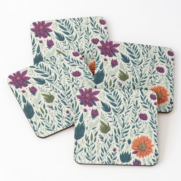 Item preview,  orange and purple flowers on a light background pattern designed and sold by jkrphoto.