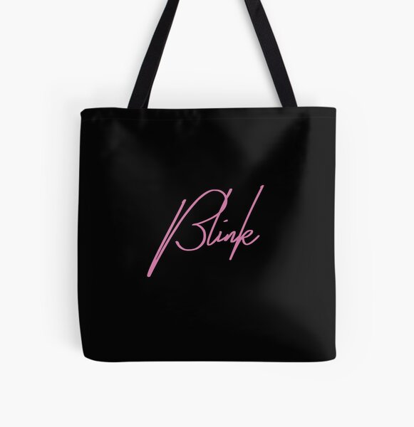 pink and black tote bag