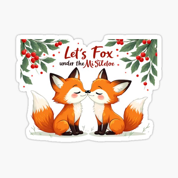 Fox under the Mistletoe v3 Sticker
