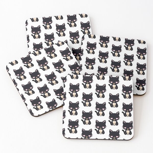 Item preview, Adorable Black Cat Sipping Bubble Tea - Kawaii Boba Lover Art designed and sold by Cherry-Cat.