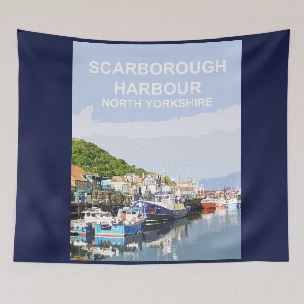 Item preview, Scarborough Harbour North Yorkshire Travel location poster Scarborough designed and sold by BarbaraGlebska.