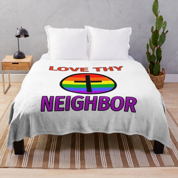 Item preview, Love thy neighbor rainbow design with Christian cross designed and sold by Rachel the Artist .
