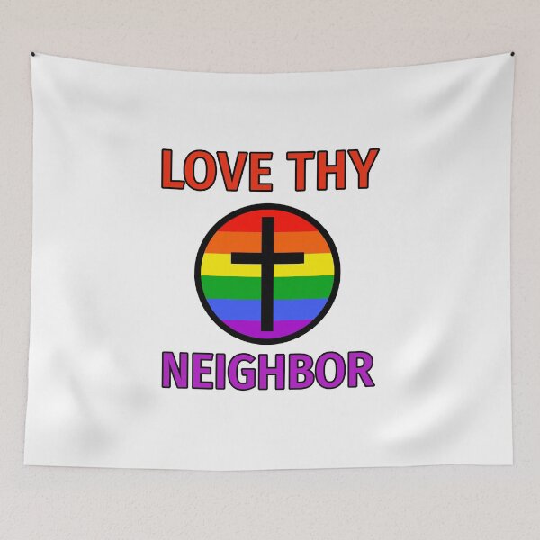 Item preview, Love thy neighbor rainbow design with Christian cross  designed and sold by Rachel the Artist .