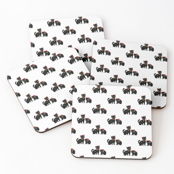Item preview, Christmas Black Cats with Santa Hats and Fairy Lights Festive Design designed and sold by Cherry-Cat.