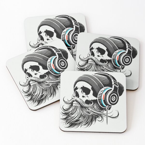 Item preview, Beanie Skull with Beard and Headphones designed and sold by Blink Art Studio.