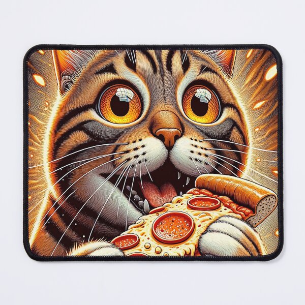 Item preview, Funny Cat Eating Pizza designed and sold by M-Y-A-R-T-.