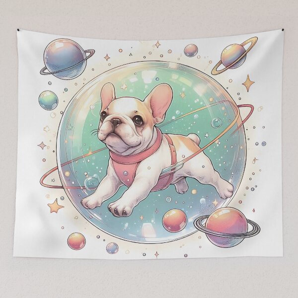 Item preview, Frenchie Astronaut in Space designed and sold by JavisSRDesign.