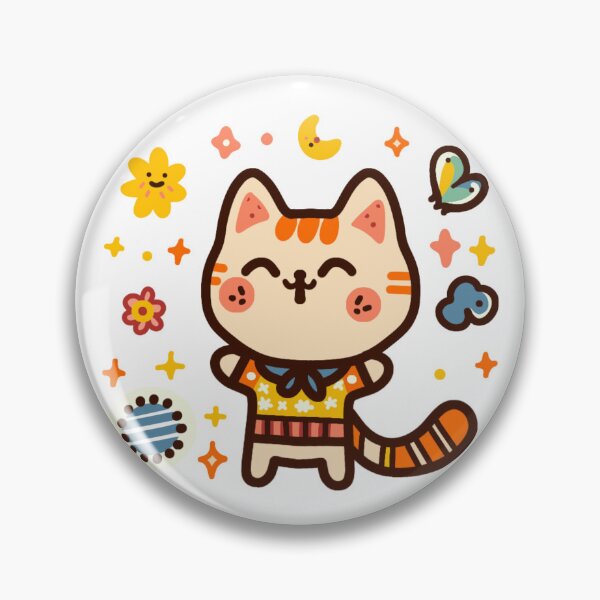 Item preview, KittyKat - Cute Smiley Cat with Flowers designed and sold by KittyKatCats.