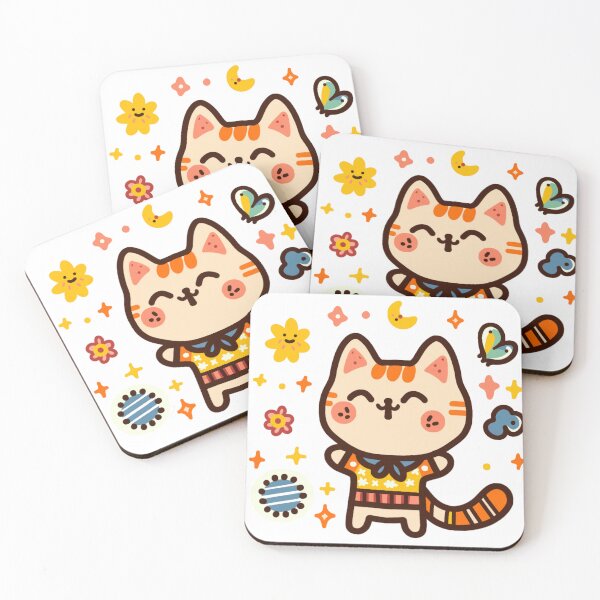 Item preview, KittyKat - Cute Smiley Cat with Flowers designed and sold by KittyKatCats.