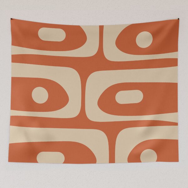 Item preview, Mid Century Modern Piquet Abstract Pattern in Mid Mod Burnt Orange and Beige designed and sold by kierkegaard.