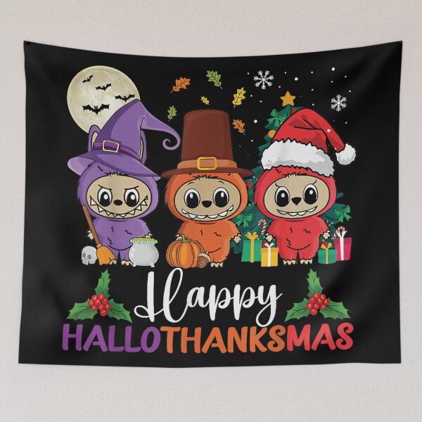 Item preview, Happy - Hallothanksmas - Labubu Lover - H.a.l.l.o.w.e.e.n designed and sold by Denenberg Jardel.