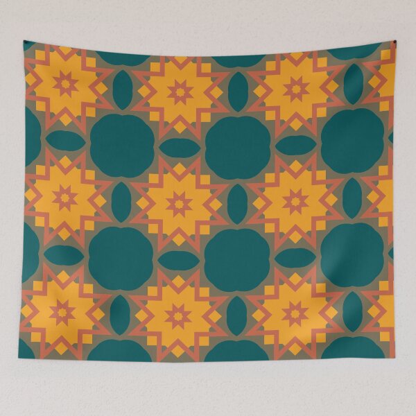 Item preview, Modern Abstract Geometric Bauhaus Gold No.1 Variation No.10 Teal, Gold, Terra Cotta designed and sold by MirabiliaMagpie.