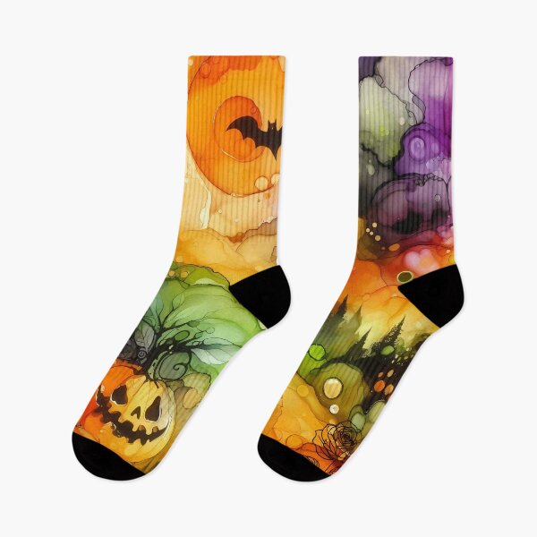 Item preview, HALLOWEEN  ALCOHOL INK / Gift items and personal use / Halloween, Bats, Pumpkin, Alcohol, Sky, Horror, Orange, Purple,  Dark, Spirit, Death, Gothic,  yellow,  Creepy, Vector, Art designed and sold by LumDesignArt.