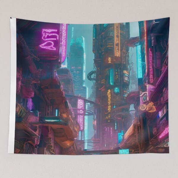 Item preview, Cyberpunk City Streets - Sci Fi Art concept designed and sold by Delerat7.