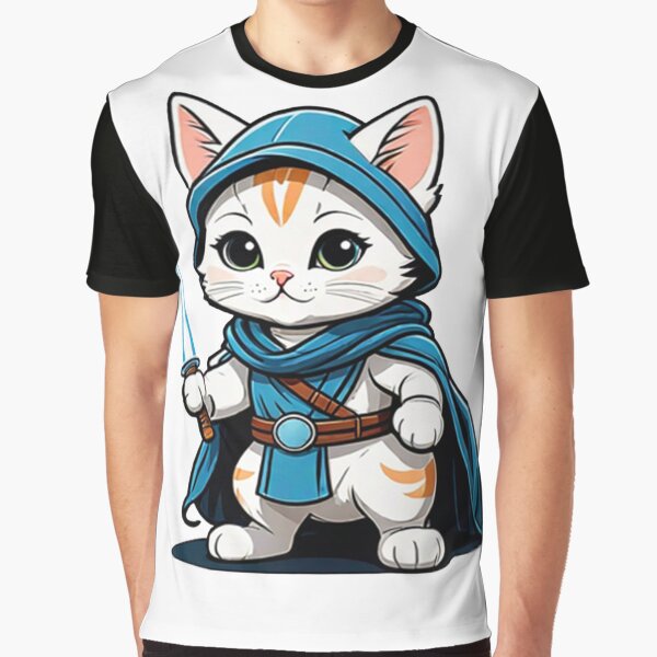 Vista previa del artículo con la obra «Caballero Gato Jedi: El Despertar de Paws», diseñado y vendido por WhimsyPopArt.