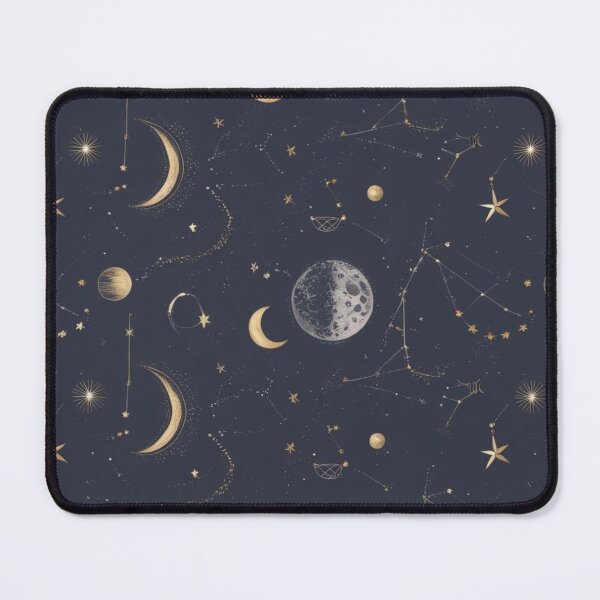 Item preview, Mystical Celestial Pattern with Constellations and Moon Phases in Gold Accents designed and sold by lollypopstore.