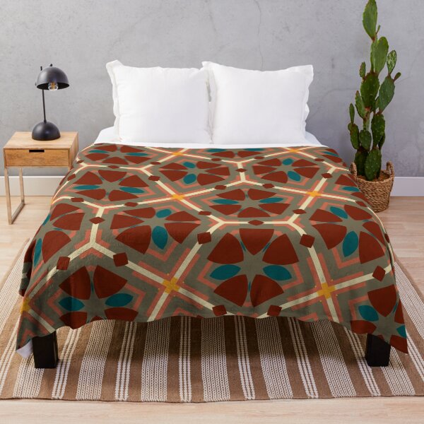 Item preview, Modern Abstract Geometric Bauhaus Gold No.1 Variation No.19 Red, Teal, Terra Cotta designed and sold by MirabiliaMagpie.