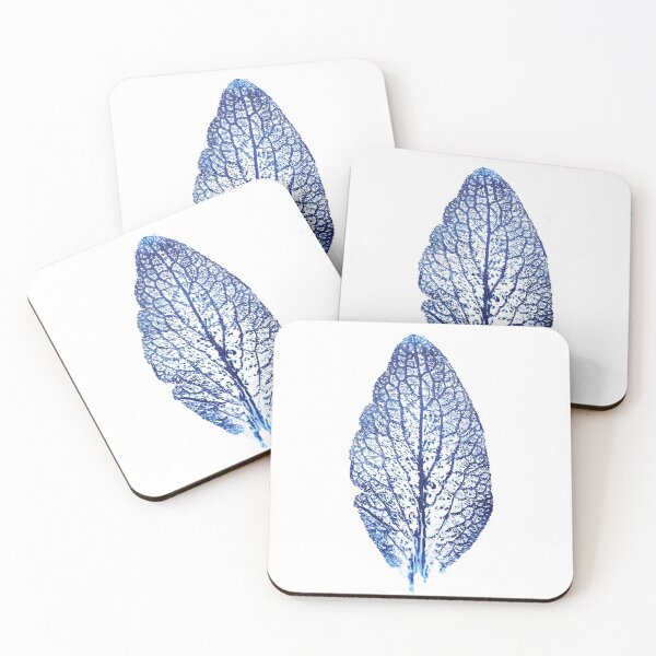 Item preview, hand printed navy blue fox glove leaf  designed and sold by ColorandColor.