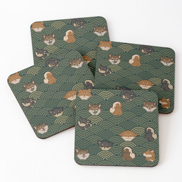 Item preview, Japanese Shiba Inu pattern Dark Green designed and sold by Gergana Draganova.