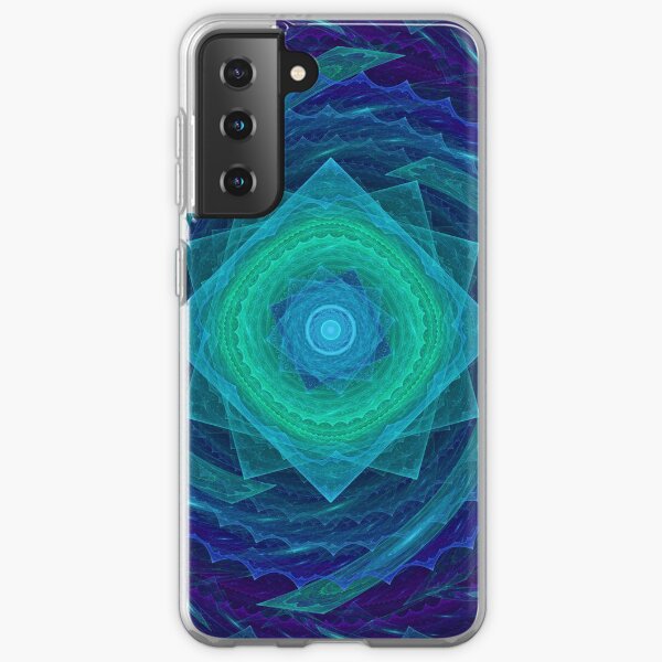 Sinusoidal Sawblade Mandala in Blue-Green Colors Samsung Galaxy Soft Case