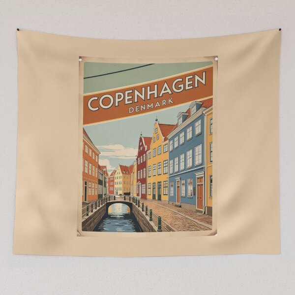 Aperçu de l'œuvre Une illustration de voyage vintage de Copenhague - Danemark créée et vendue par GoodOldVintage.