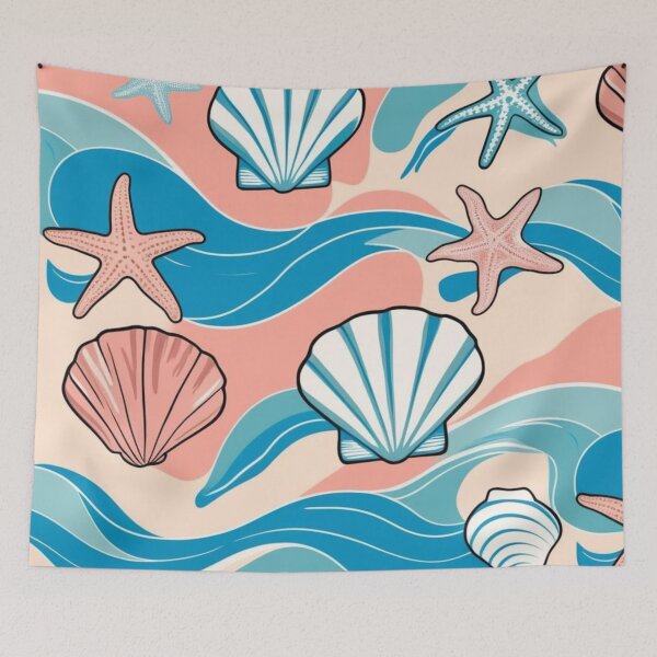 Item preview, Beach-Inspired Pattern with Seashells and Starfish in Watercolor Style designed and sold by lollypopstore.