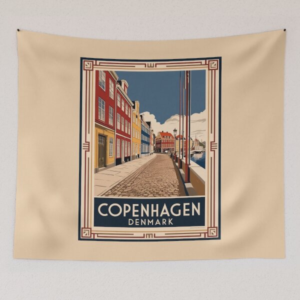 Aperçu de l'œuvre Une illustration de voyage vintage de Copenhague - Danemark créée et vendue par GoodOldVintage.