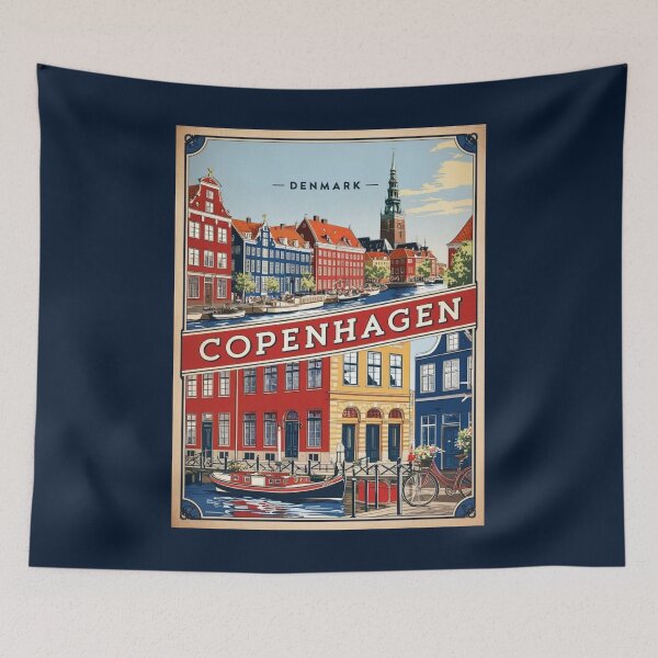 Aperçu de l'œuvre Une illustration de voyage vintage de Copenhague - Danemark créée et vendue par GoodOldVintage.