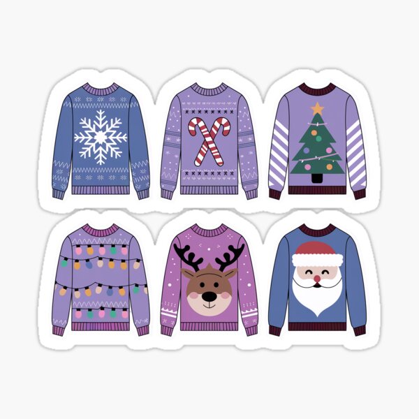 Item preview, Christmas ugly sweater sticker for decorations designed and sold by keljavi.