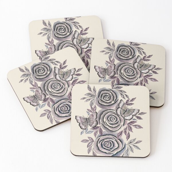 Item preview,  Gray roses and Butterflies designed and sold by Peppermintcamel.