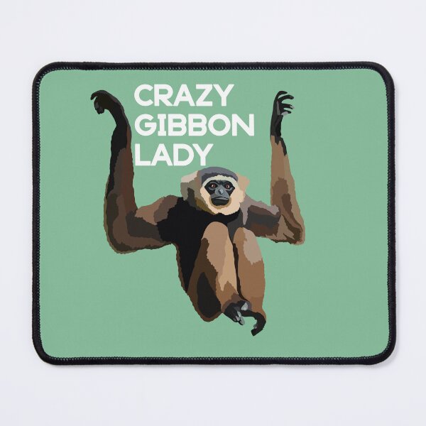 Item preview, Crazy Gibbon Lady,G is for Gibbon, Gibbon Illustration – Agile and Vocal Tropical Ape Artwork designed and sold by PrettylittlepastelUk.